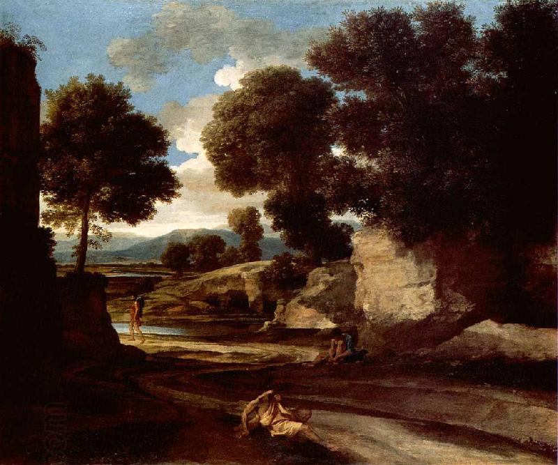 Nicolas Poussin Landscape with Travellers Resting oil painting picture
